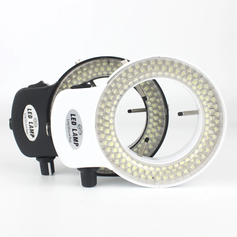 Lâmpada led ajustável de anel para iluminador, 144 led, para indústria, estéreo, microscópio trinocular, lente de câmera de vídeo, lupa, 110v, 220v