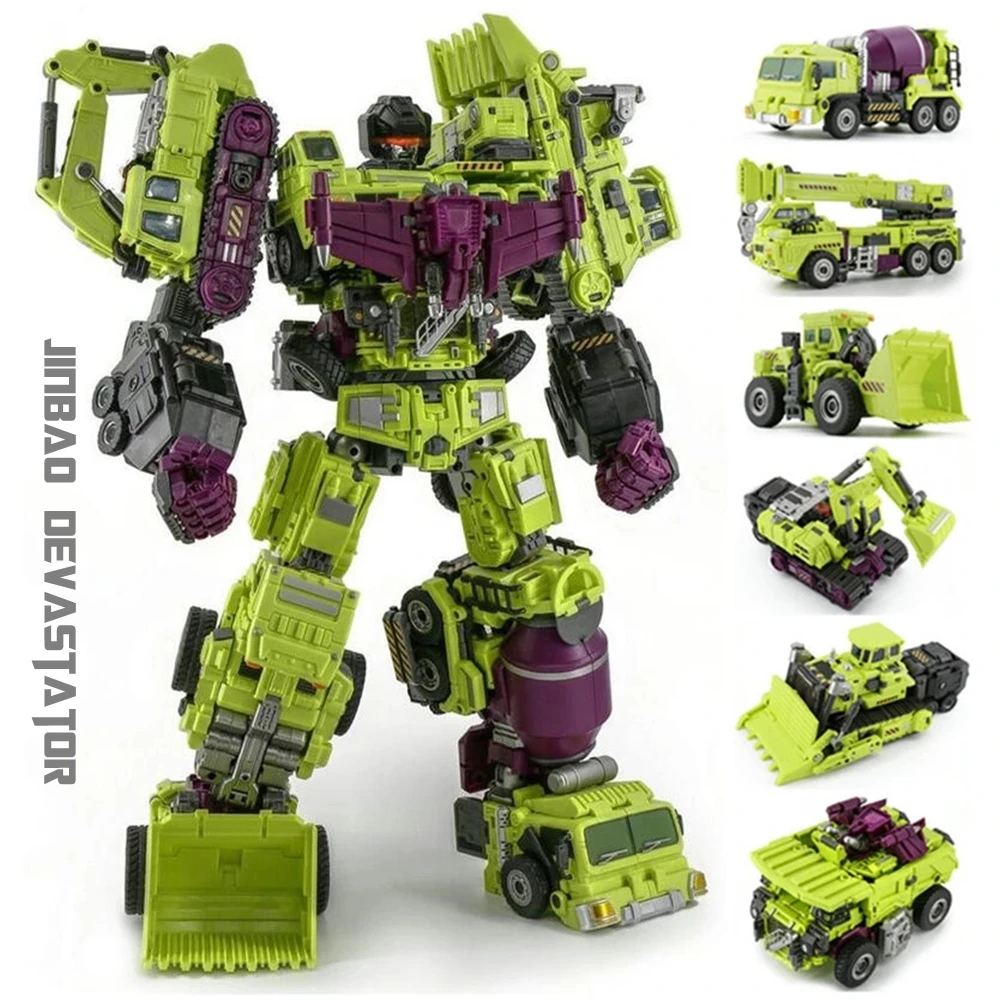 JinBao Transformation GT destroator Oversize 6 IN 1 Bonecrusher Scrapper Gravity Mixmaster Hook G1 Action Figure Robot Toys