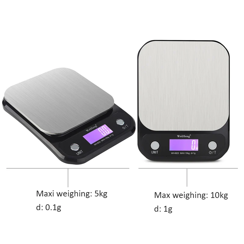 Imagem -02 - Escala de Peso Eletrônica de 3kg 5kg 10kg 0.1g 1g da Precisão Alta da Escala da Cozinha de Digitas com Backight para Cozinhar Aço Inoxidável