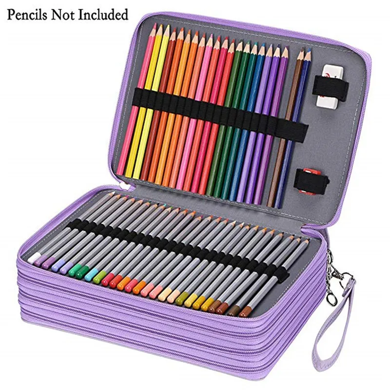 200 Holes Pencil Case School Large Cartridge for Girls Boys Pencilcase Big Pen Box Stationery Bag Black Penal Storage Pouch Kit