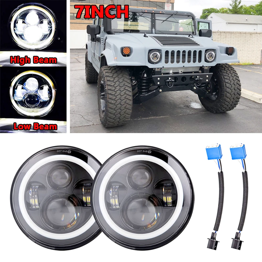 7Inch LED Head Light Lamp For HUMMER Jeep Wrangler Lada Niva Urban 4X4 Suzuki Samurai  Car Truck SUV LED Headlights