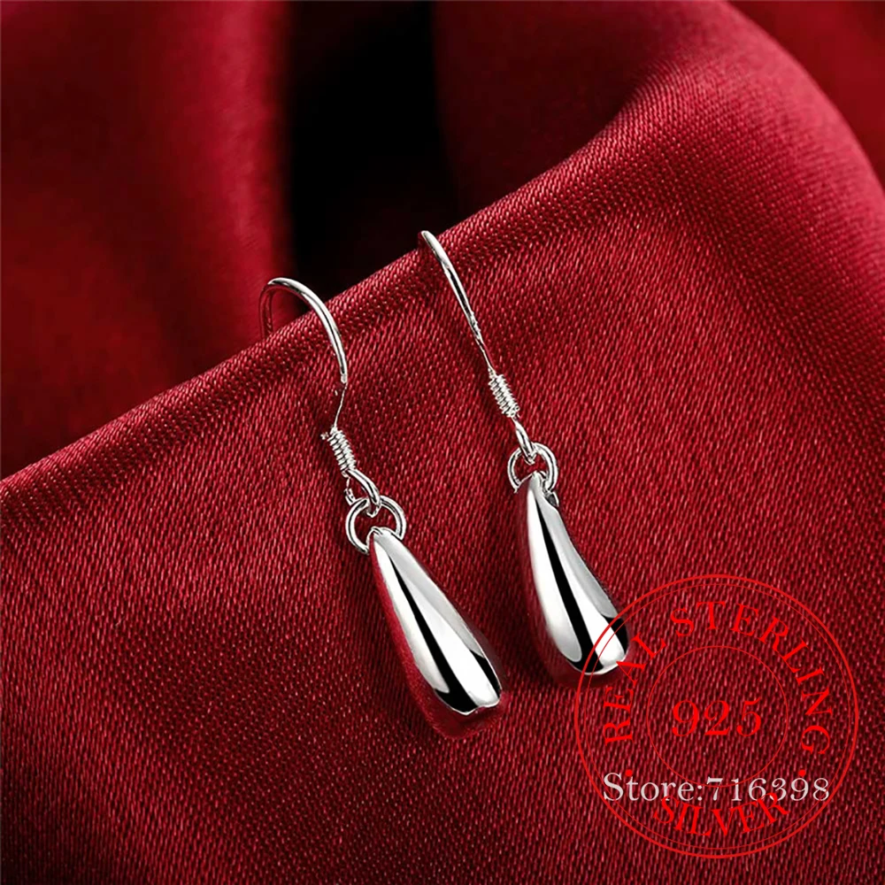 

100% Real 925 Sterling Silver Tear/water-drop Vintage Long Drop Dangle Earrings For Women 2023 Engagement Wedding Jewelry Gift