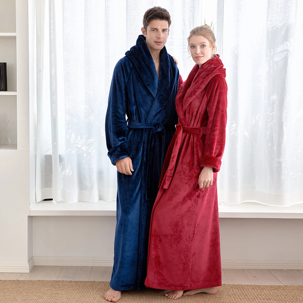 Women\'s Long Robe Mens Ultra Long Floor Length Ankle-Length Bathrobes Sleepwear Loungewear Nightgown Nightwear House Coat