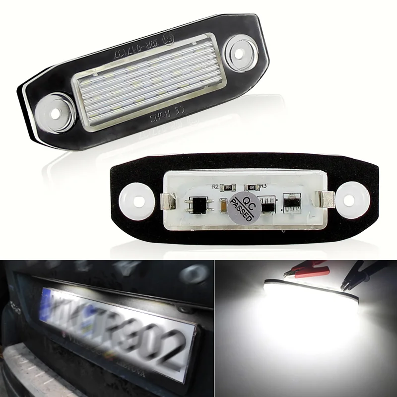 2Pcs White Canbus LED License Plate Light for Volvo S80 XC90 S40 V60 XC60 S60 C70 V50 XC70 V70 White Car-Styling Number Lamp 12V