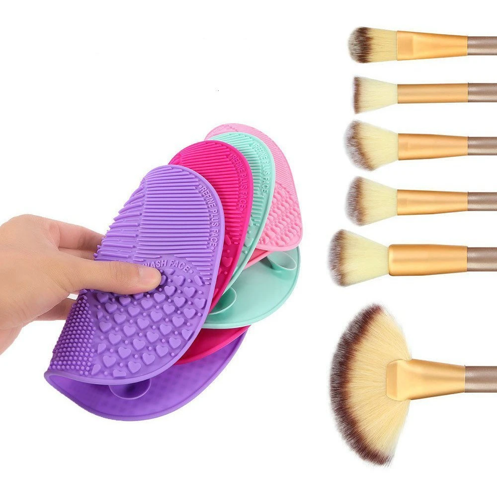 

Silicon Makeup Brush Cleaning Mat Makeup Brush Cleaner Pad Cosmetic Brush Cleaning Mat Portable Washing Tool with Suction Cup