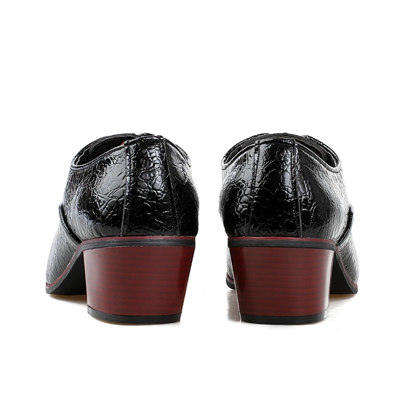 2021 Luxury Men Dress Wedding Shoes Crocodile Leather 6cm High Heels Fashion Pointed Toe Heighten Oxford Shoes Party Prom Shoe