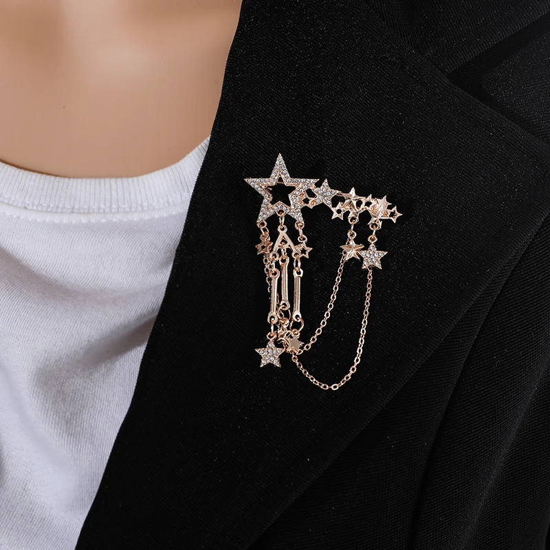 Deep Sea Little Star Micro-Inlaid Tassel Pin Buckle Anti-Glare Buckle Japanese Men And Women Cardigan Western Accessories 2021