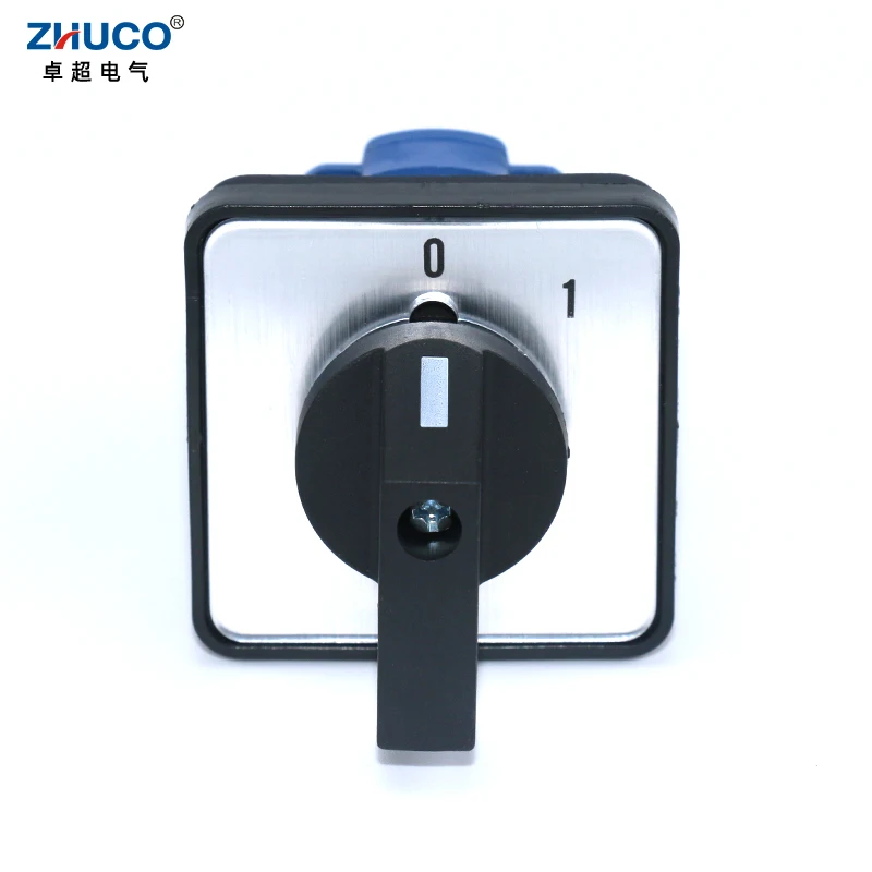 ZHUCO SZW26/LW26-20 Ith 20A Ui 660V 0-1 Panel 1 Phase 4 Screws Terminals Selector Rotary Cam Changeover Switch 64X64 mm 48X48 mm