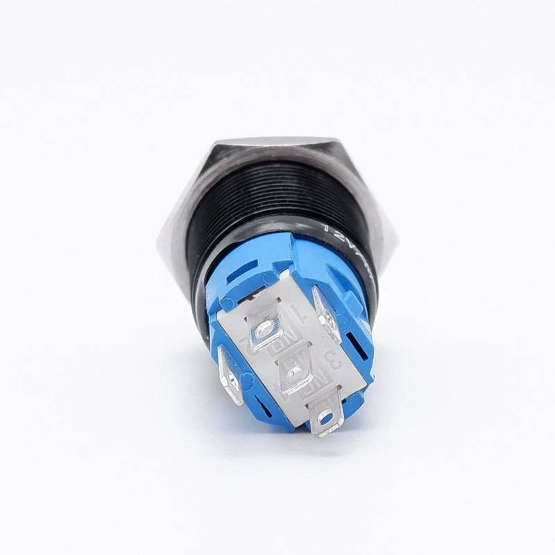 Black Push Button Switch with Wire Led Light 16/19/22mm Waterproof Illuminated  Metal Latching Momentary 5V 12V 220V Red Blue