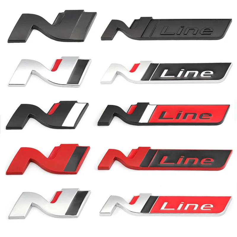 Car Sticker N Line Badge Emblem Decal Front Grille for Hyundai i30 i40 ix 35 Sonata Veracruz Elantra Coupe Veloster Kona Tucson