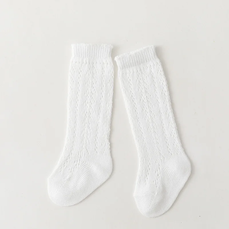 Chaussettes d'été longues pour bébés filles de 0 à 5 ans, chaussettes fines en maille haute, ajourées, en coton doux, pour nourrissons de 0 à 5 ans