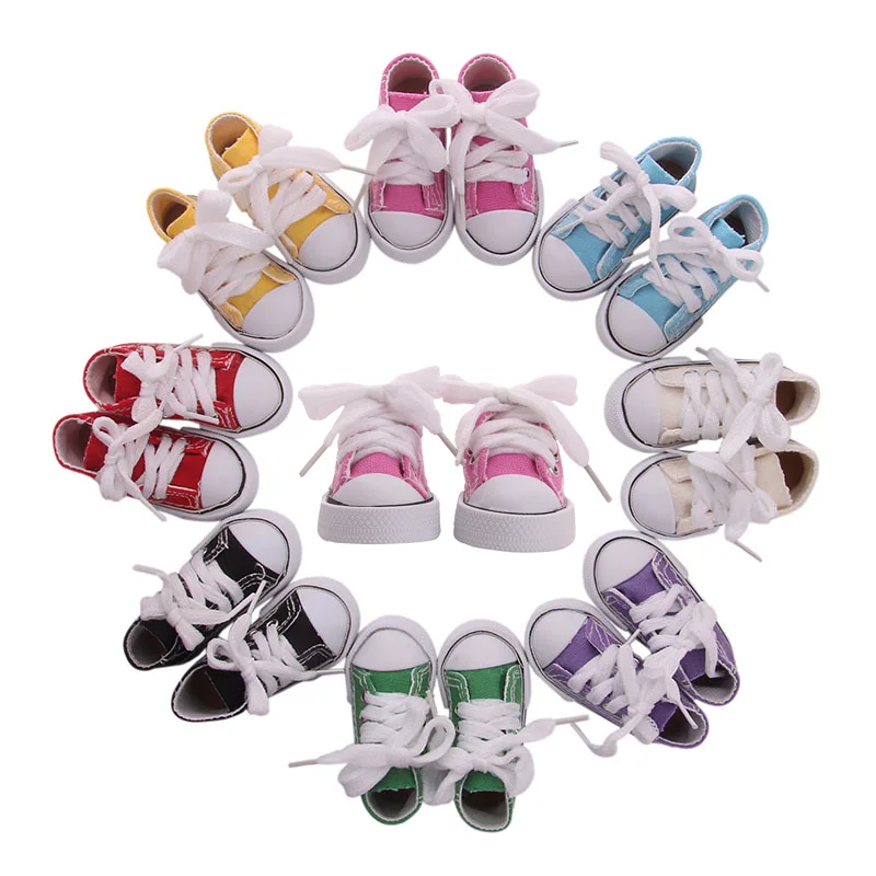 Doll Shoes Colorful canvas shoes white Laces For 18Inch  American&43Cm Baby New Born Doll Child Birthday Gift For Our generation