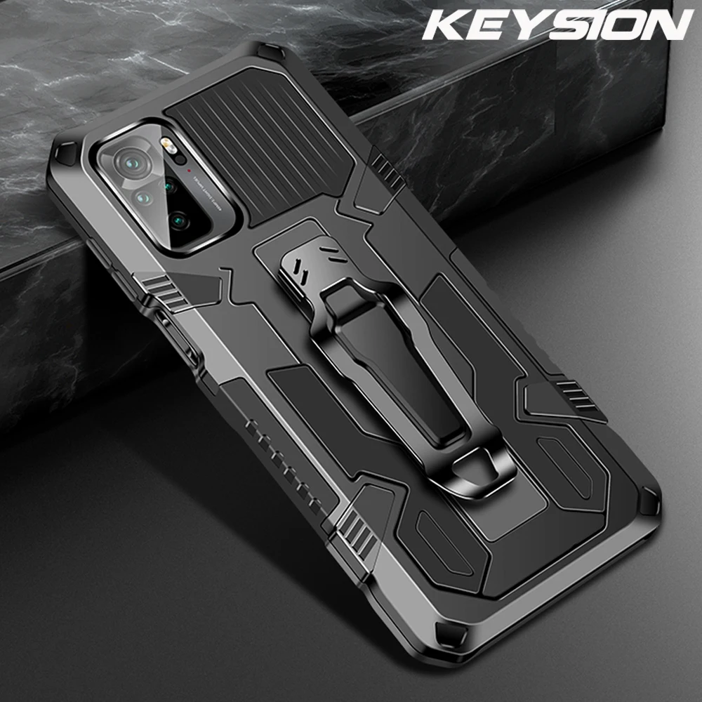 KEYSION Shockproof Case for Redmi Note 10 Pro 10S 10T 9S 9A 9T 8 7 K40 Stand Phone Cover for Xiaomi Mi 11i POCO F3 X3 NFC M3 Pro