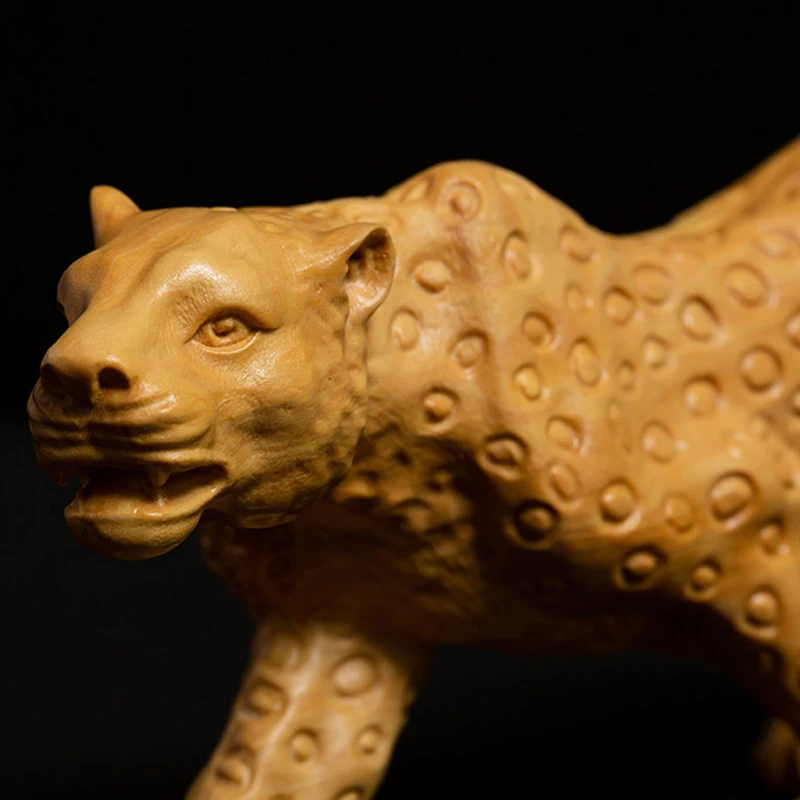 

Chinese Feng Shui Money Leopard - Handcrafted Wooden Sculpture for Wealth and Prosperity