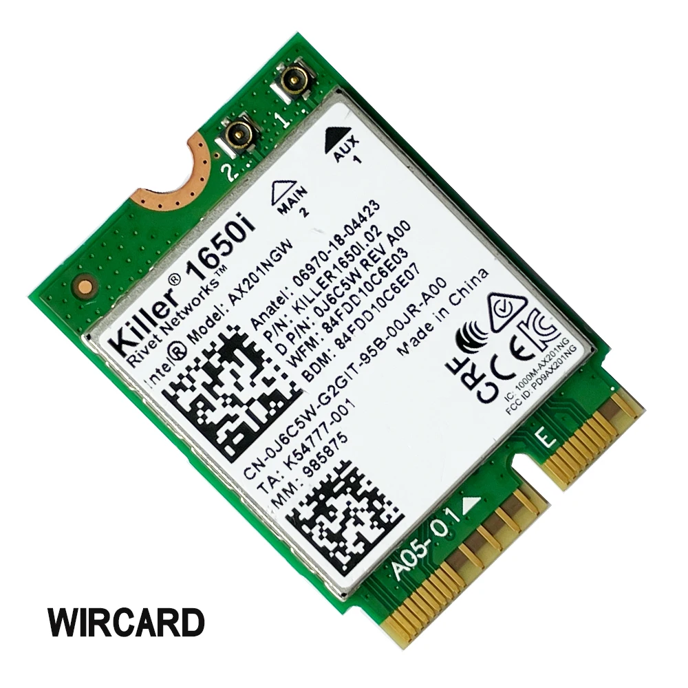 Killer 1650i AC Dual Band 2.4Gbps Wireless AX201 Wifi6 Card AX201NGW 802.11AX/A/B/G/N BT 5.0 Laptop for Windows 10