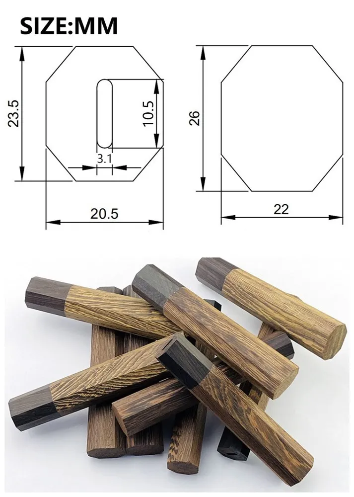 Japanese Kitchen Knife Shank, Octagonal Handle, Beef Knife, Fillet Knife Blade Straight Wooden Grip,1PC