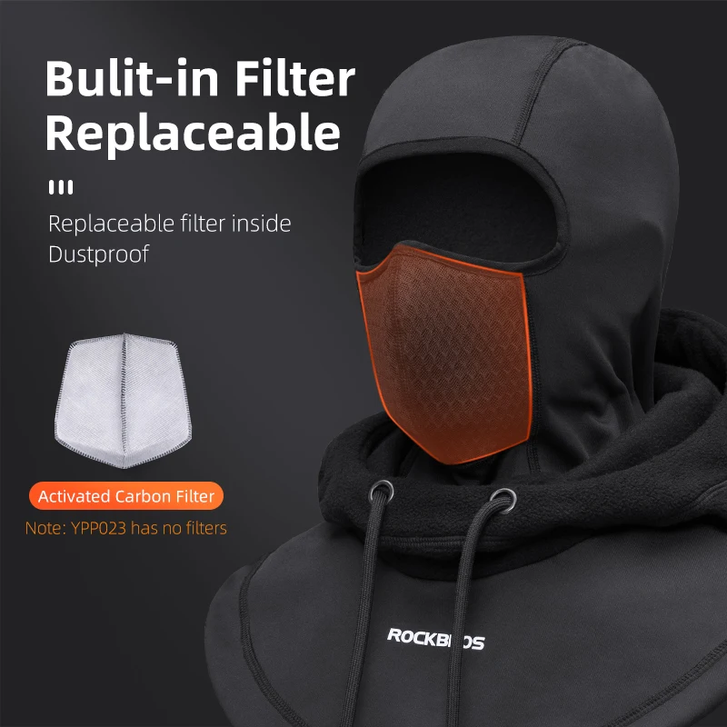 ROCKBROS Motorcycle Scooter Mask Winter Cycling Face Mask Women Men Hood Balaclava Warm Windproof Ski Mask Fleece Double Layer