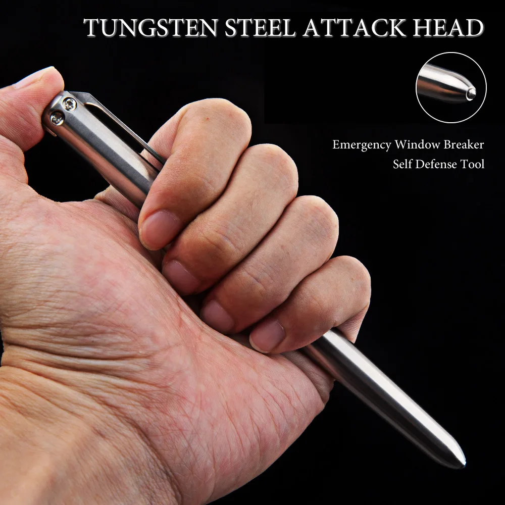 High Quality 2-IN-1 Titanium Tactical Fountain Pen Self Defense Emergency Glass Breaker Outdoor Survival EDC Tool Christmas Gift