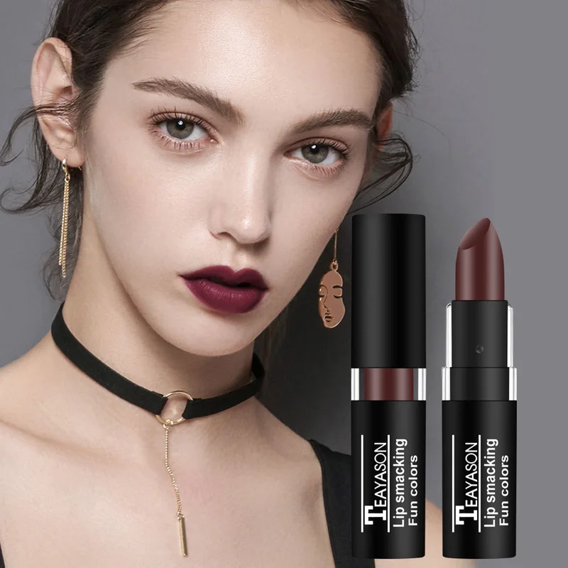 TEAYASON 12 Colors Matte Lipstick Makeup Waterproof Long-lasting Metallic Luster Nude Lip Stick for Party Make Up