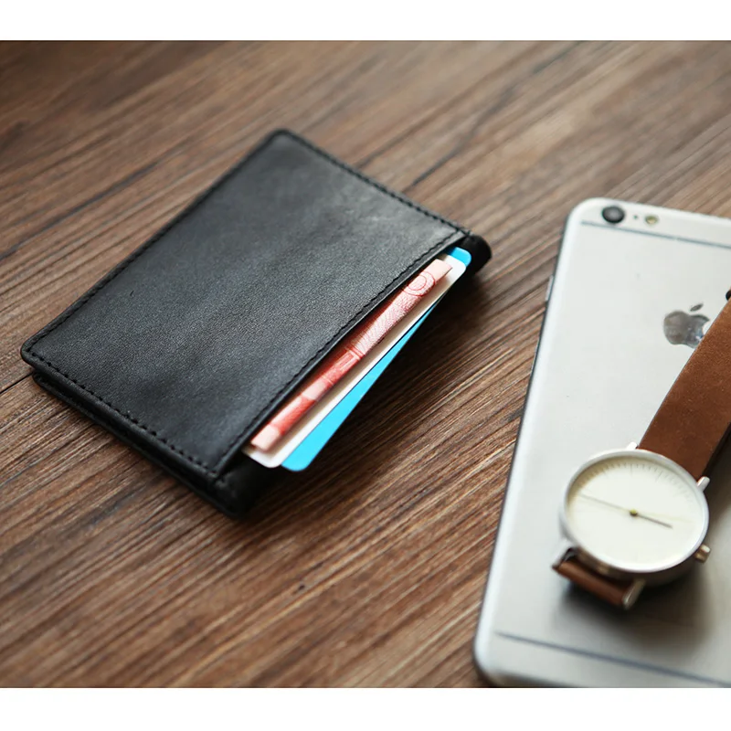 LANSPACE men's leather card holder fashion card id holders brand wallet case