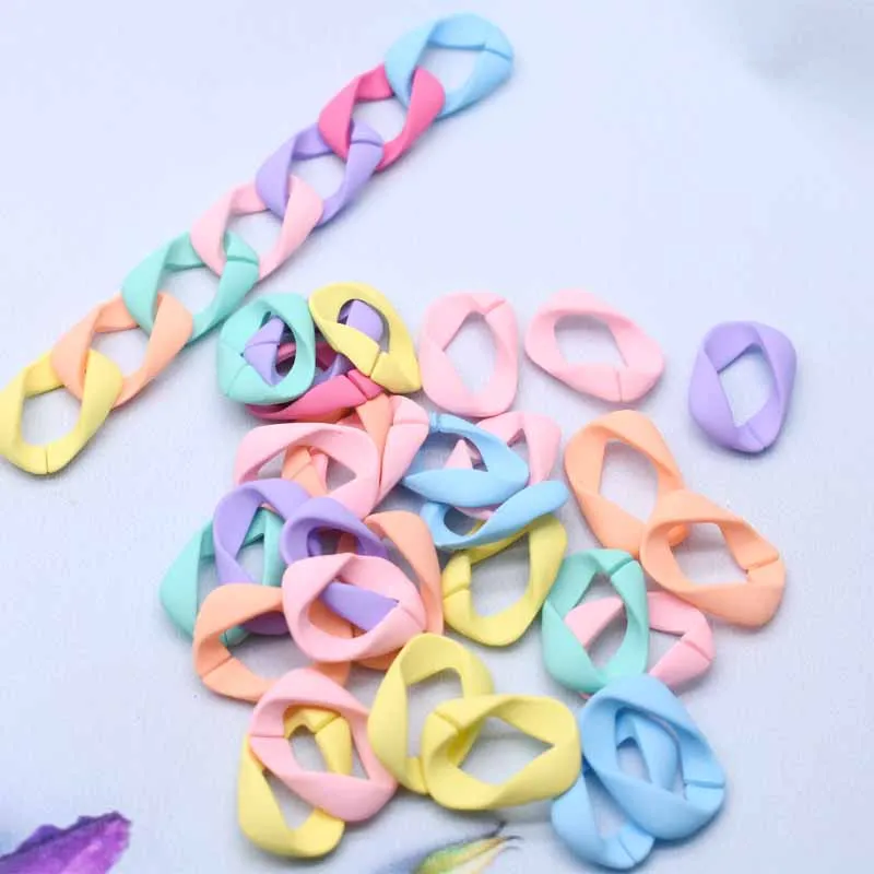 Acrylic Hand Paint Multi Color Twisted Chains Assembled Parts Beads Diy Jewelry Findings Accessories