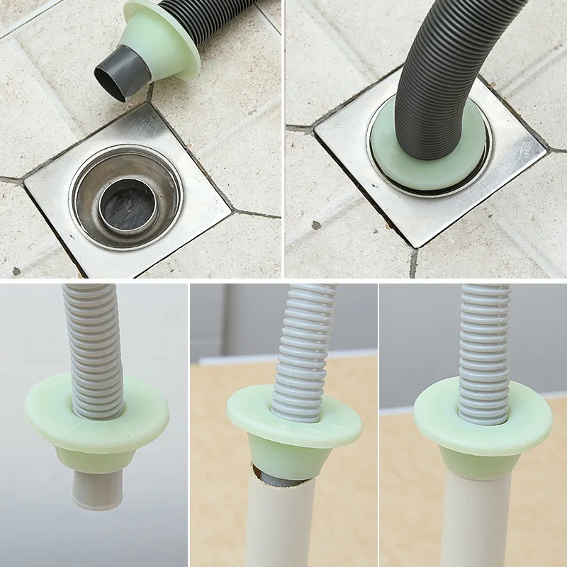 1pcs Plastic Deodorant Pipe Cover Floor Drain Plug Ring Wash Machine Pipe Connector Kitchen Bathroom Sealing Tube Accessories