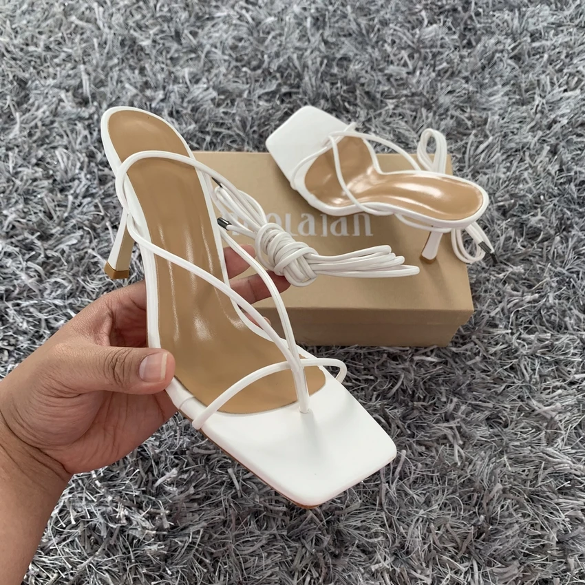 Sexy 9CM heel women pumps ankle cross strap sandals shoes woman ladies square toe high heels dress party shoes