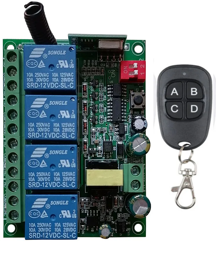 AC110V 220V 230V 4CH 315MHZ 433MHz rf Remote Control Switch Wireless Relay Receiver Controller for Garage\ Door\ LED\ Bulb