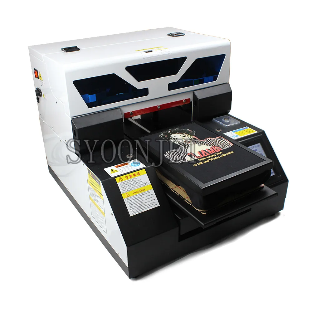 Automatic dtg A4 dark T-shirt Jeans textile fabric Printer with Textile ink set with Touch screen &White ink cycle system