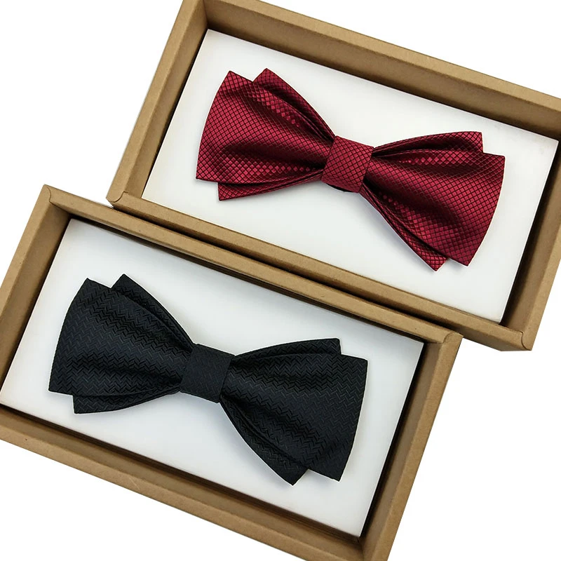 

High Quality Men's Bow Tie 2020 New Arrivals Fashion Formal Bowtie For Men Party Wedding Butterfly Ties Gift Box Black Wine Red