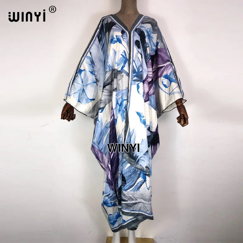 2021 여름 여성 caftan 인쇄 섹시 맥시 jurk 아프리카 맥시 드레스 긴 소매 우아한 Boho 비치 드레스 캐주얼 긴 드레스