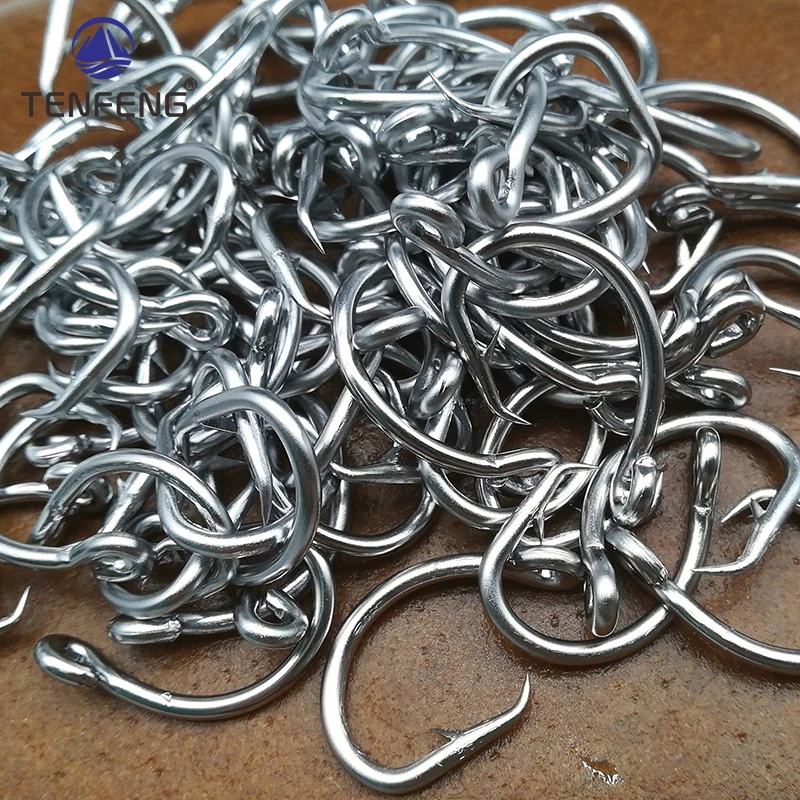 50-500 stücke Großhandel Edelstahl Stacheldraht Eyed Angelhaken Kreis Fisch Haken Thunfisch Köder Jig Einzigen Jigging Ozean Meer angeln Pesca – Detail 7