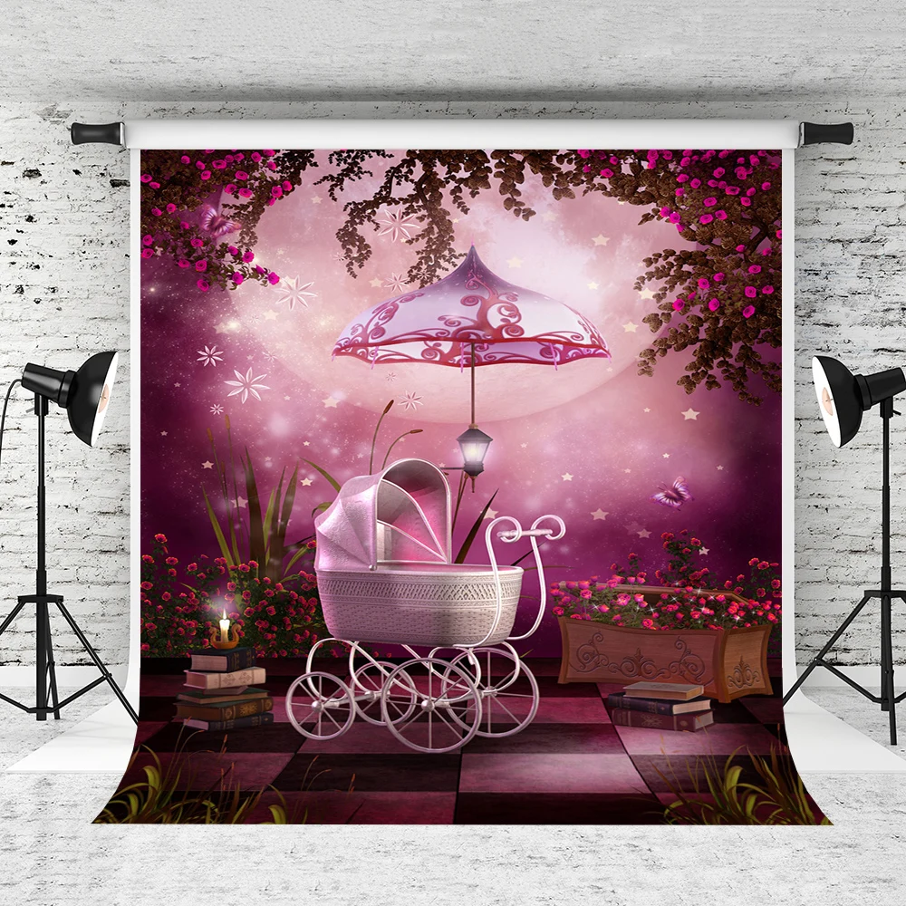 

VinylBDS 5X7FT Purple Backdrop Purple Princess Dream Car Background Backdrop Photo Backdrops