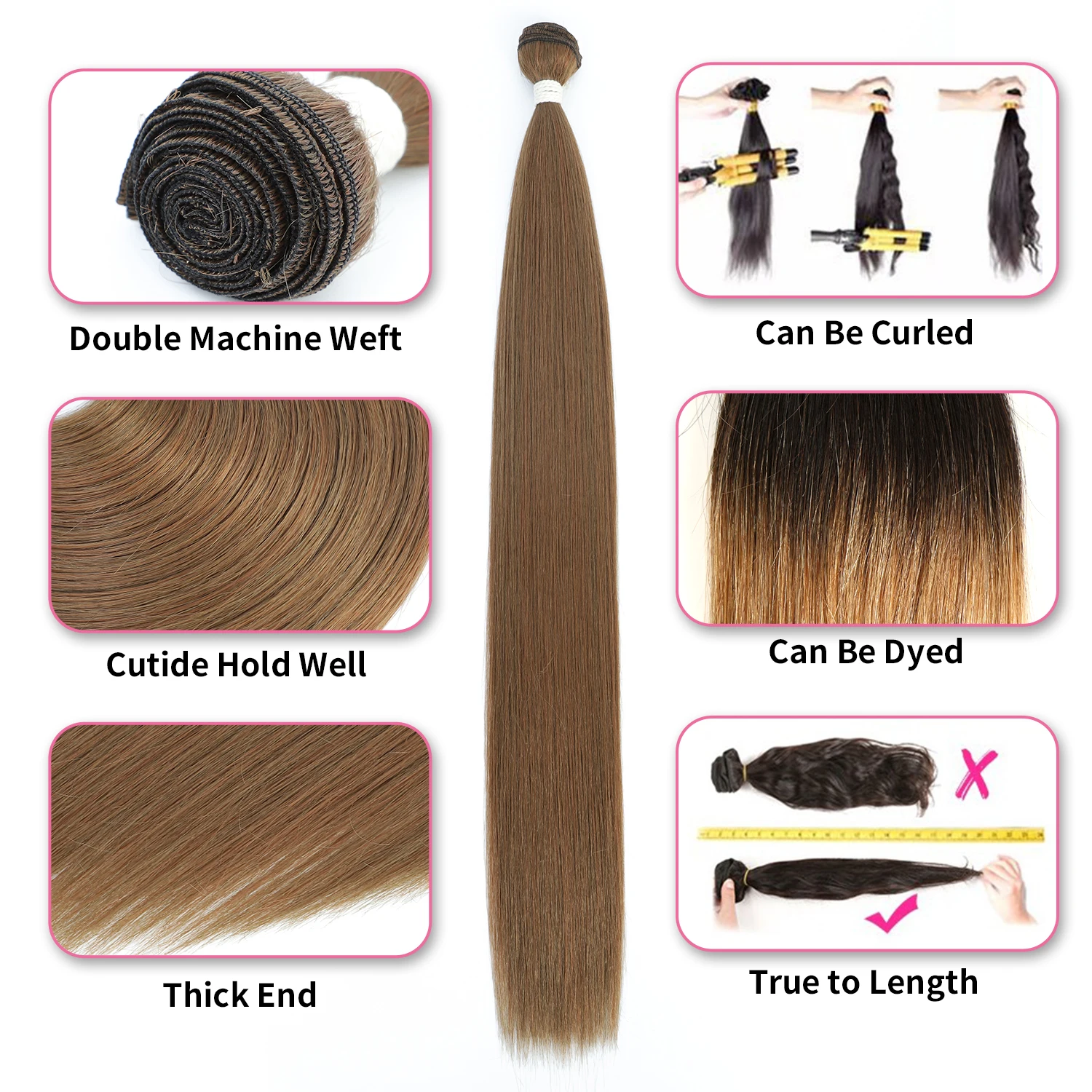 YunRong Bone Straight Hair Bundles 1B 30Inches Synthetic Weft Bulk For Women Straight Hair Full to End