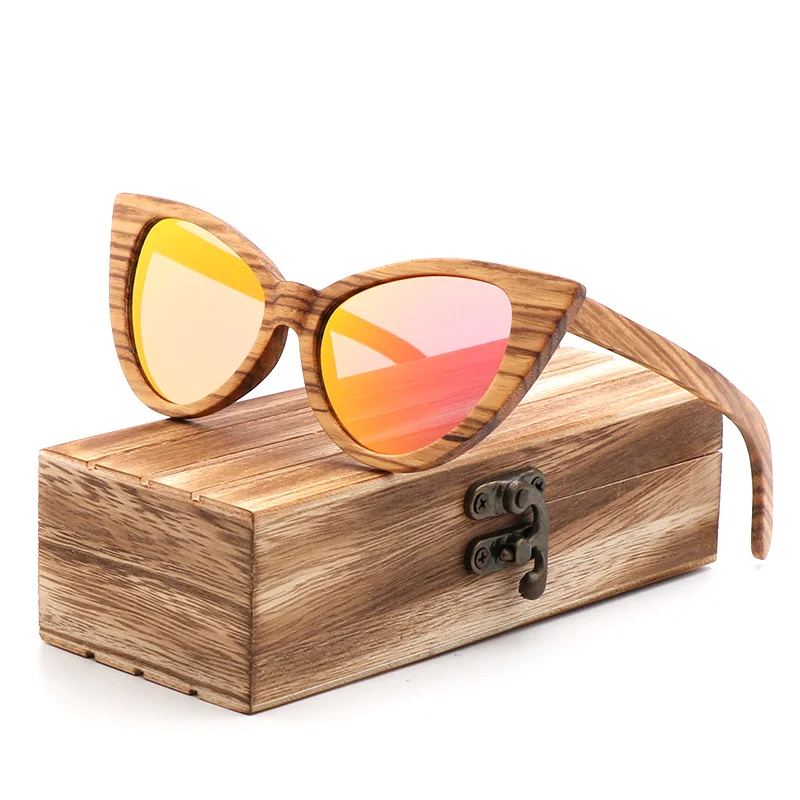 Luxury Fashion Polarized Sunglasses For Women Cat eye Sunglasses Wood Glasses With box Wooden ocularia solaria Gafas de sol