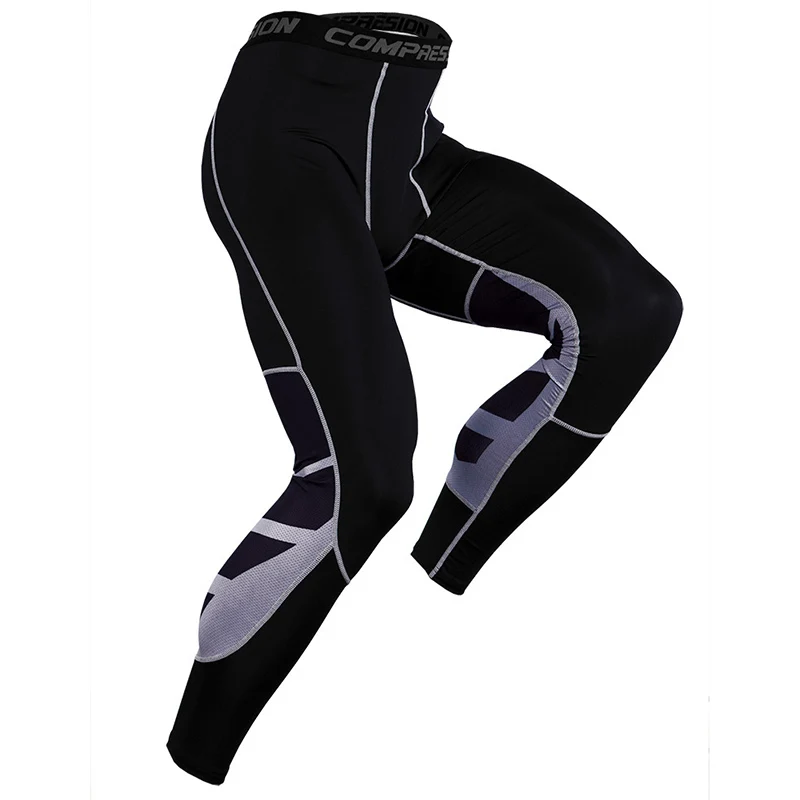 Men Compression Running Leggings Mesh Patchwork Training Pants Quick Dry Stretch Gym Fitness Tights Sportswear Trousers Custom