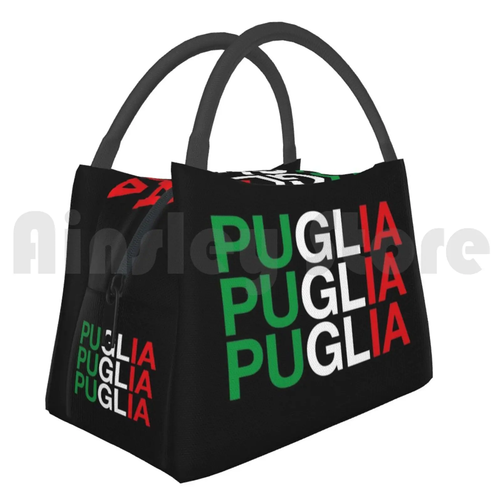 Cooler Lunch Bag Picnic Bag Puglia Italian Flag Puglia Italia Italy Italian Pari Adriatic Sea Typography Green