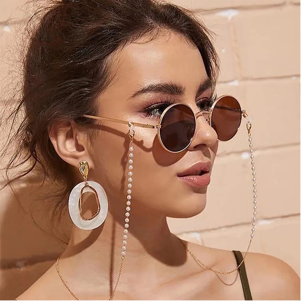 2020 mode Lesebrille Gold Kette Für Frauen Metall Sonnenbrille Schnüre Trendy Frauen Perle Perlen Brillen Gläser Kette