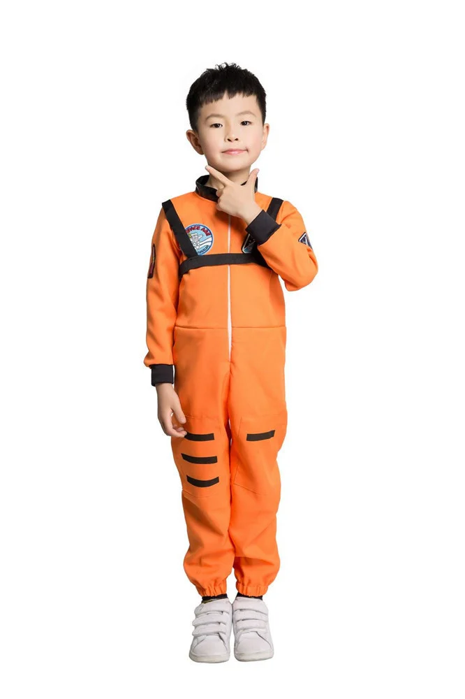 Nieuwe Kinderen Ruimte Astronaut Kostuum Pilot Jumpsuit Oranje Honkbal Pak Kinderen Kleding