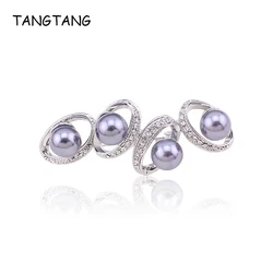 TANGTANG New Brooch For Women Simulated Grey Pearl Brooch Silver Colour Brooches Unique Jewelry Gift Female Ornament Accessories