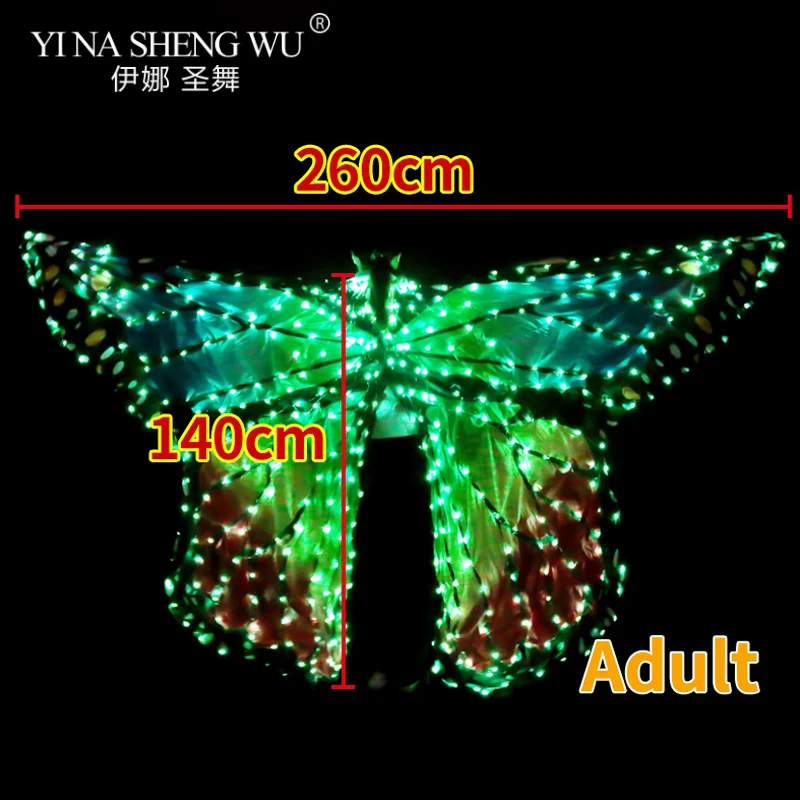 Women Belly Dance LED Wings Girl Dance Wing Butterfly Halloween LED Butterfly Cloak Stage Dance Performance Accessories LED Wing