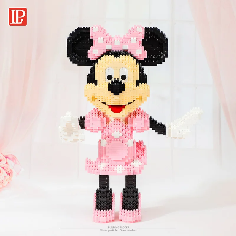 MInnie Mouse Diamond Building Blocks Micro 3D Model Disney Mickey Mouse Mini Bricks Figures For Kid Birthday Toys