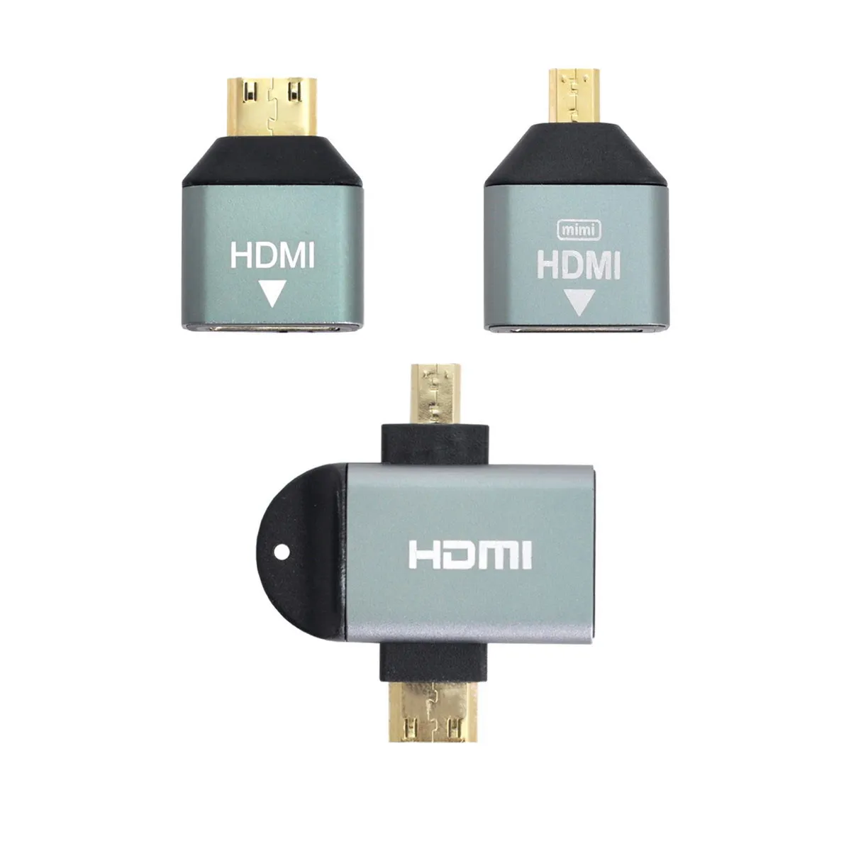 3pcs/set Micro & Mini HDTV to HDTV 1.4 Female 2-in-1 Combo Adapter 4K@60hz