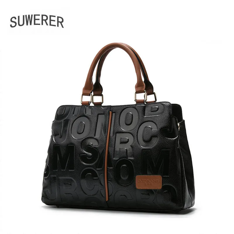 SUWERER New Women Genuine Leather bag Luxury famous brand women real cowhide bag fashion tote bag women leather shoulder bag