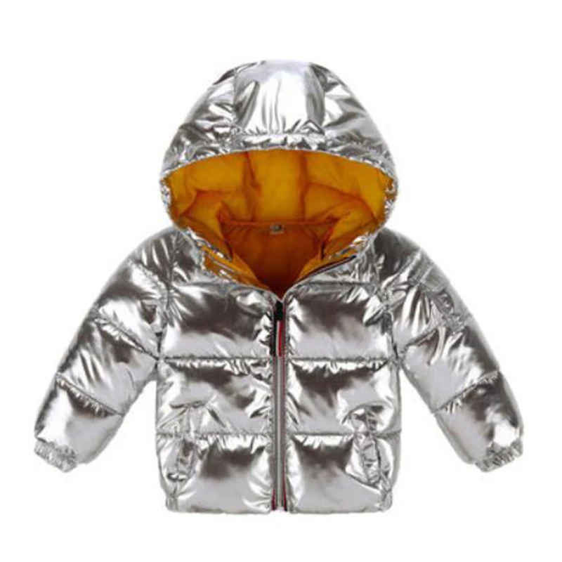 Children winter jacket for kids girls silver gold black Boys Casual Hooded Coat Baby Clothing Outwear kids Parka Jacket snowsuit