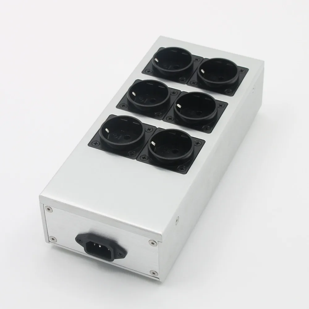 Silver All aluminum Power Socket EU HiFi Tabletop Socket European Standard Plug Power Supply