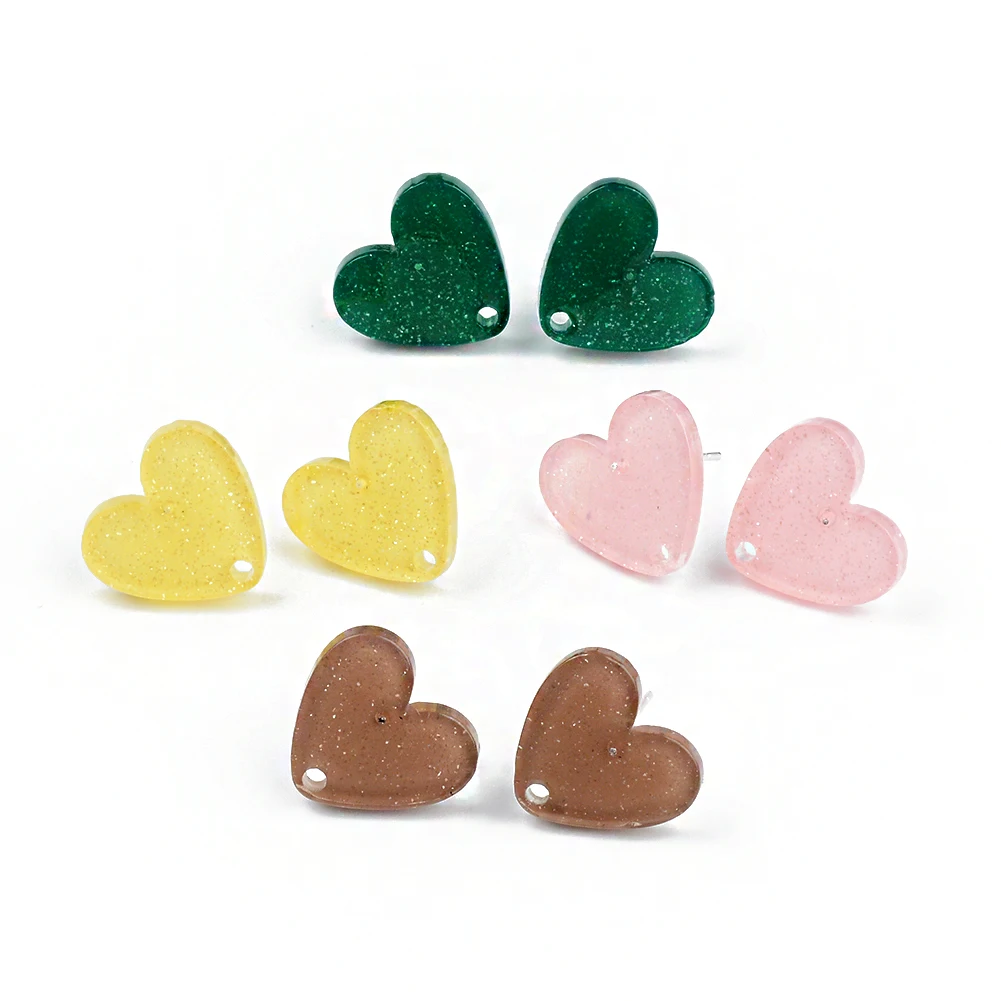 20 stücke 925 Silber Nadeln Stud Ohrringe Bunte Herz Form Acryl Helix Knorpel Tragus Lappen Ohr Piercing Schmuck Zubehör