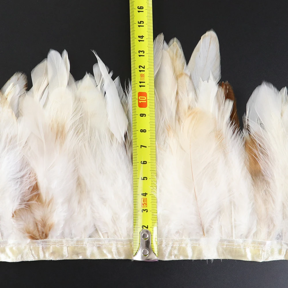 10meter Rooster Feather Trim White Chicken Feathers Ribbon Fringe 10-15cm/4-6 inch Dress Sewing Accessory Home Decoration Crafts