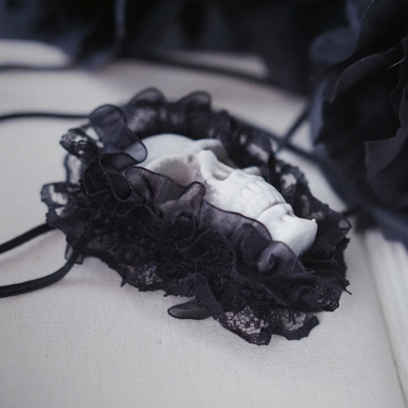 Cosplay Mắt Miếng Dán Đầu Lâu Đen Ren Đậm Gothic Đệm Mắt Một Mắt Handmade Lolita Bé Gái Thời Trang Đường Phố Phổ Biến