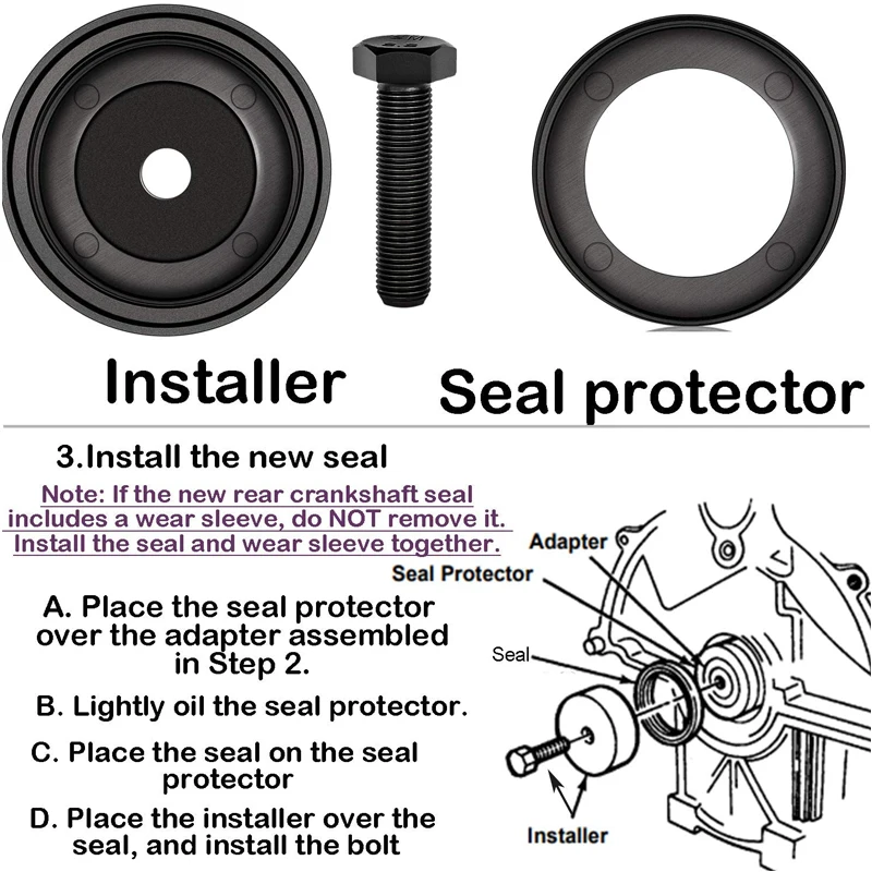 7834 Rear Crankshaft Seal Installer , No. 303-5524 for Ford 1993–1997 Aerostar; 1993–2004 Ranger & Explorer W/ 4.0L V6 Engine